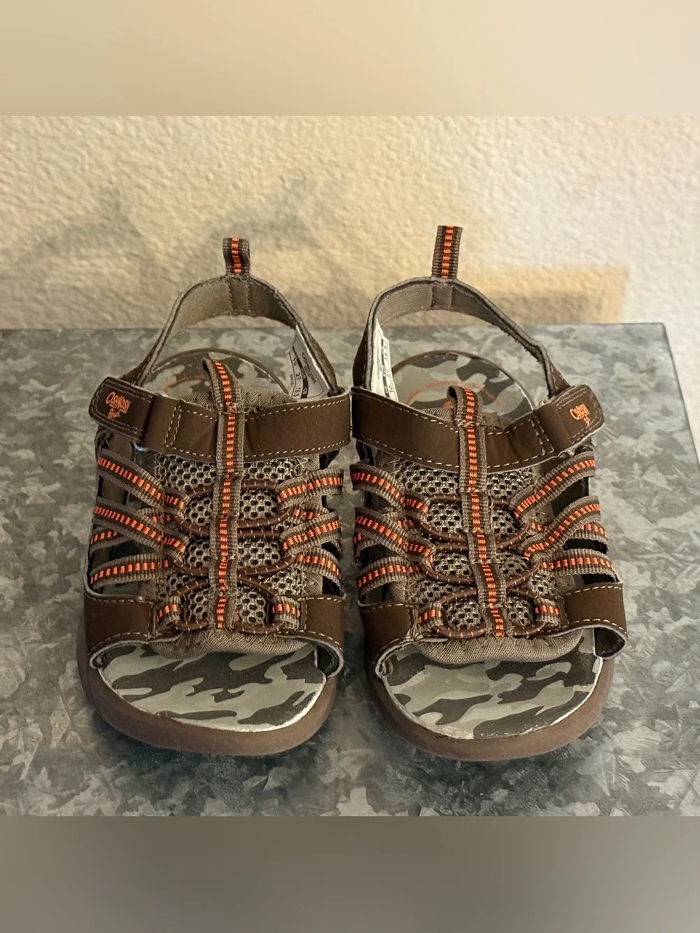 OshKosh B'gosh Spear B Athletic Brown and Orange Boys' Sport Sandals, Size 10